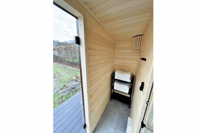 Ukázka interiéru venkovní sauny