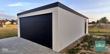 Montovaná garáž pre 2 autá s kompletným izolováním a pultovou strechou
