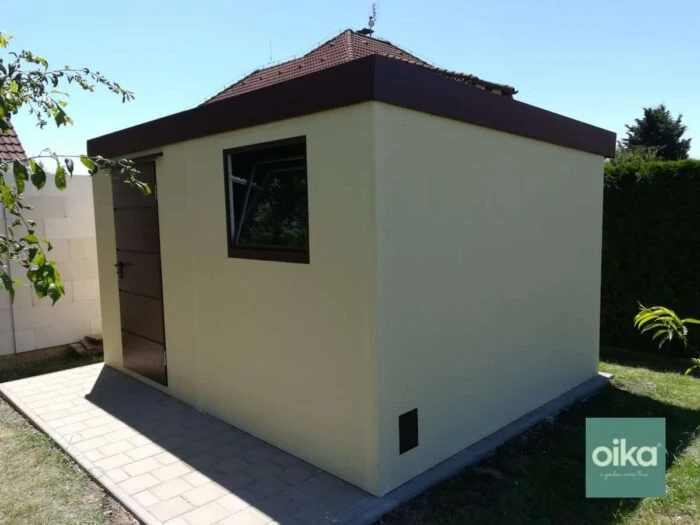 Montovaný záhradný domček s dverami, oknami a odkvapovým systémom