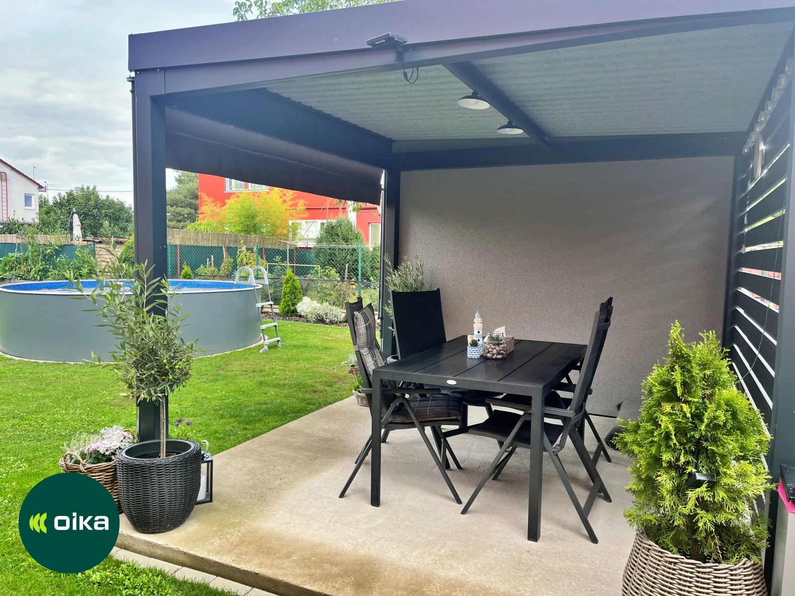 Záhradný domček s prístreškom 2,9 x 5,96 m #1752