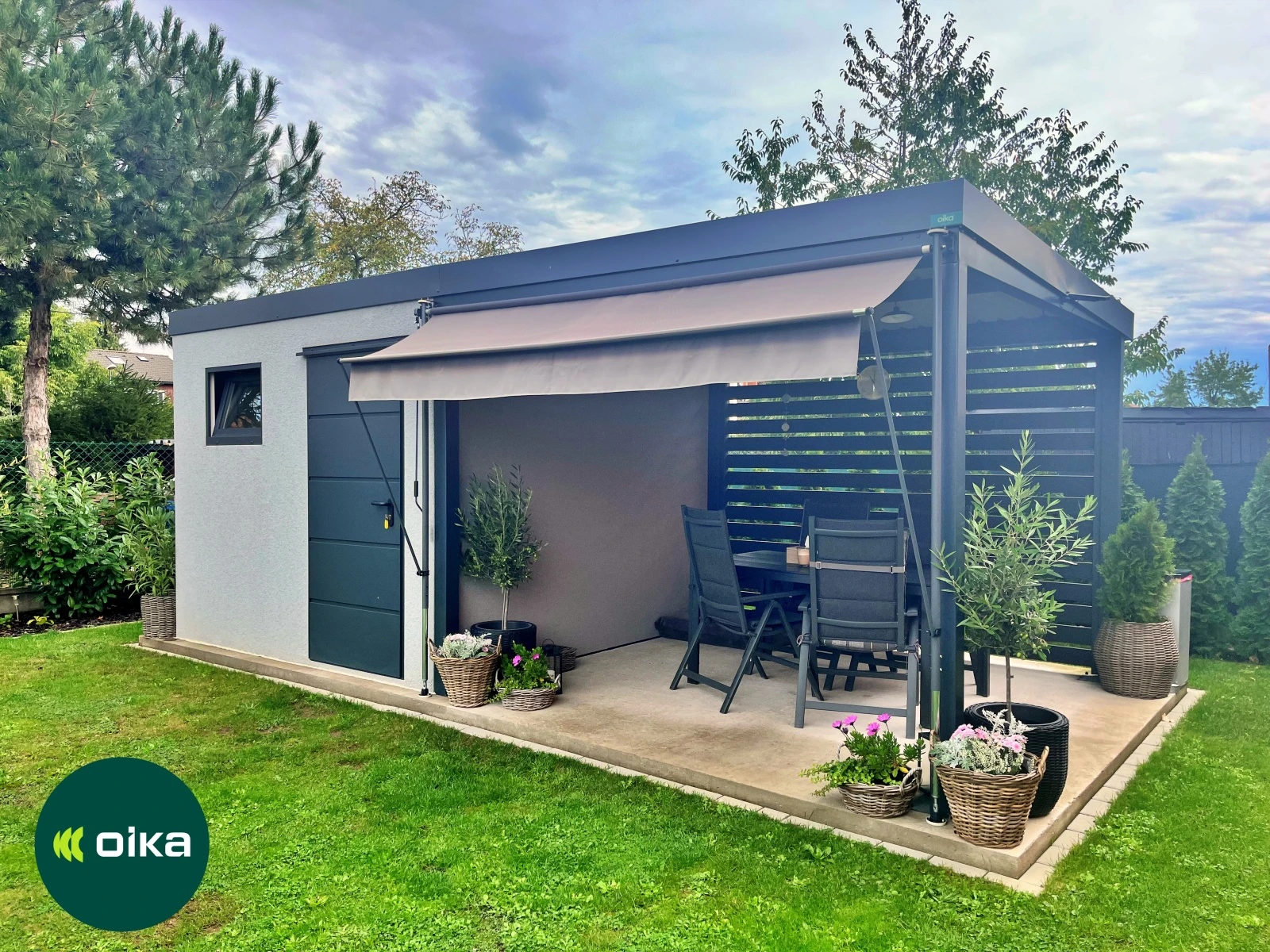 Záhradný domček s prístreškom 2,9 x 5,96 m #1752