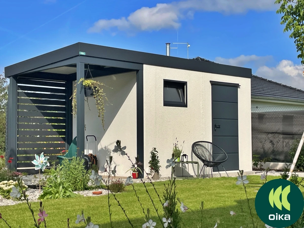 Záhradný domček s prístreškom 2,9 x 5,96 m #1752 #1755