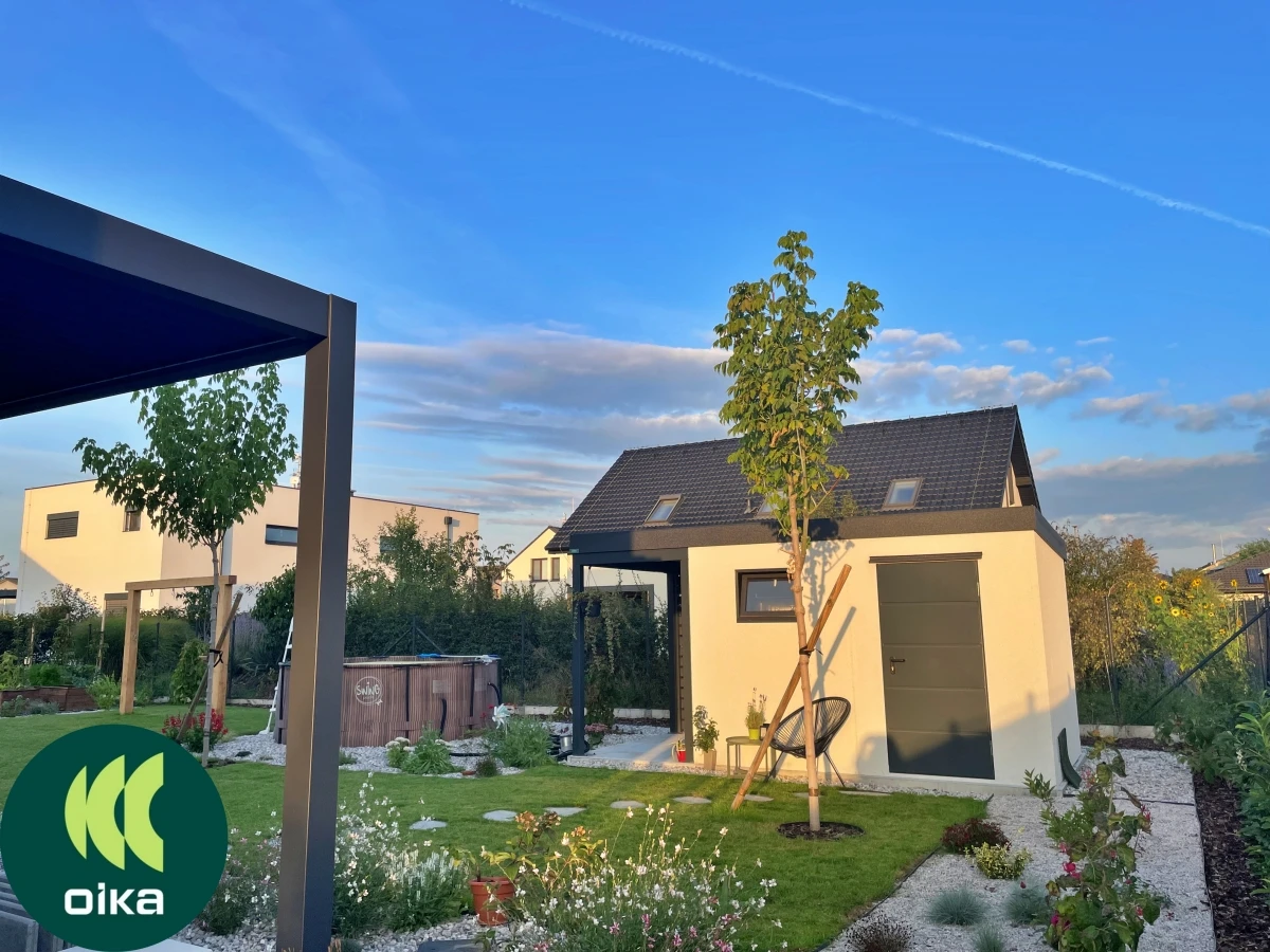 Záhradný domček s prístreškom 2,9 x 5,96 m #1752 #1755